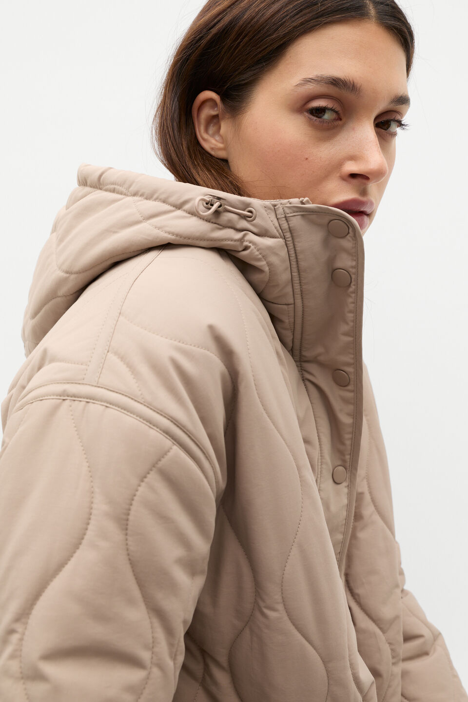 Boxy Quilted Jacket  Cookie