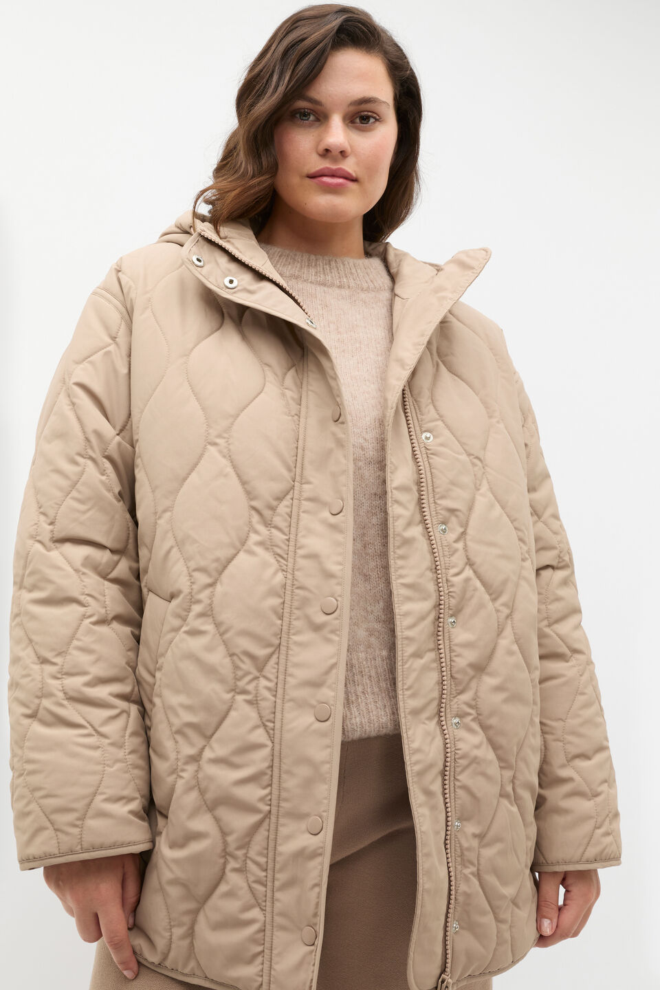 Boxy Quilted Jacket  Cookie