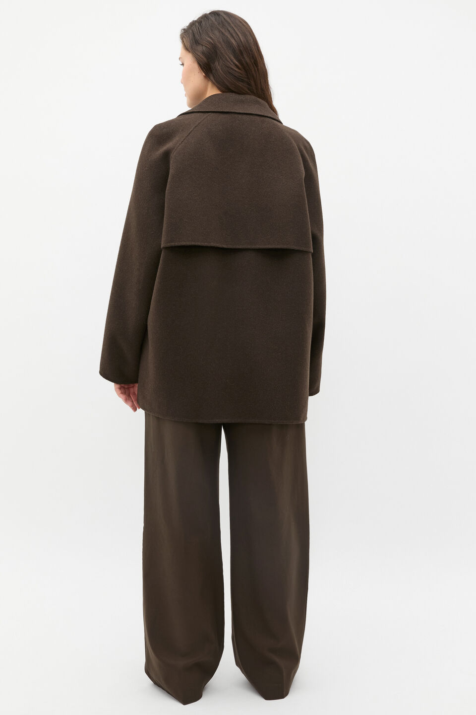 Wool Blend Raglan Sleeve Coat  Dark Espresso