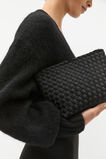 Woven Textured Pouch  Black  hi-res