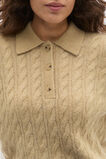 Cable Detail Knit Polo  Cashew Marle  hi-res