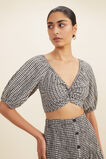 Gingham Twist Front Crop Top  Neutral Gingham  hi-res
