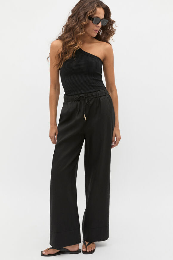 Rib One Shoulder Tank  Black  hi-res