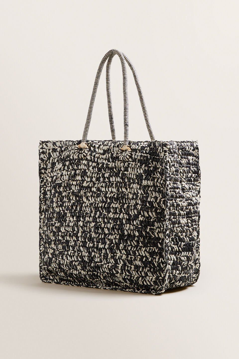Two Tone Straw Tote  