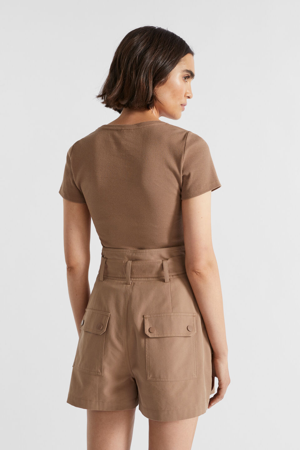 Square Neck Rib Tee  Woodland