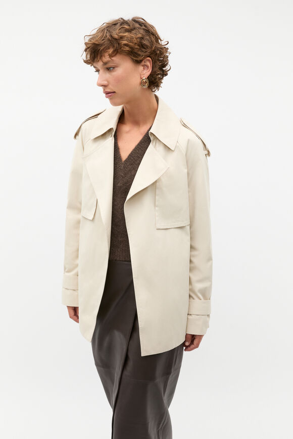 Cropped Trench Coat  Oat  hi-res