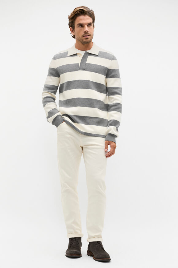 Rugby Polo Knit  Vintage Grey Marle Stripe  hi-res