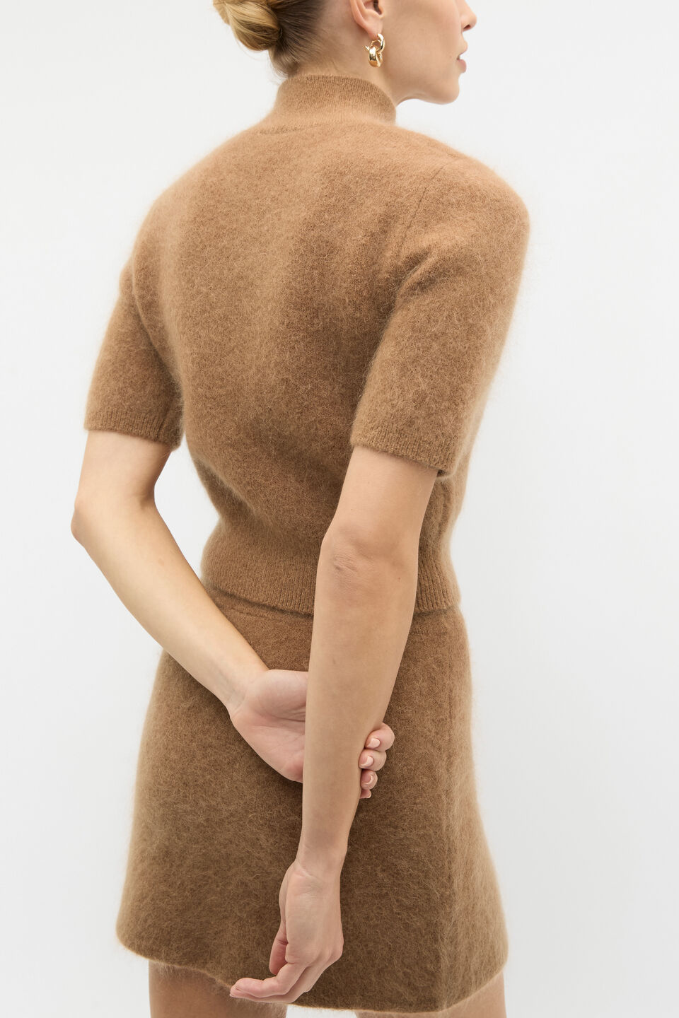 Mock Neck Knitted Top  Amaretto Marle