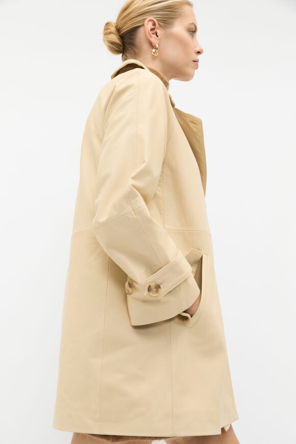 Leather Short Trench Coat  Light Marzipan  hi-res