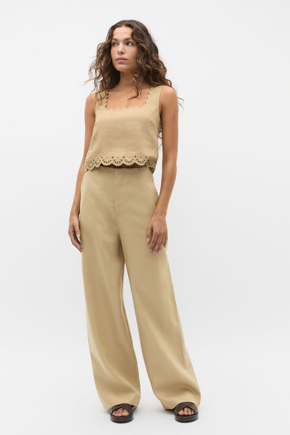 Simple Linen Pant  Cashew