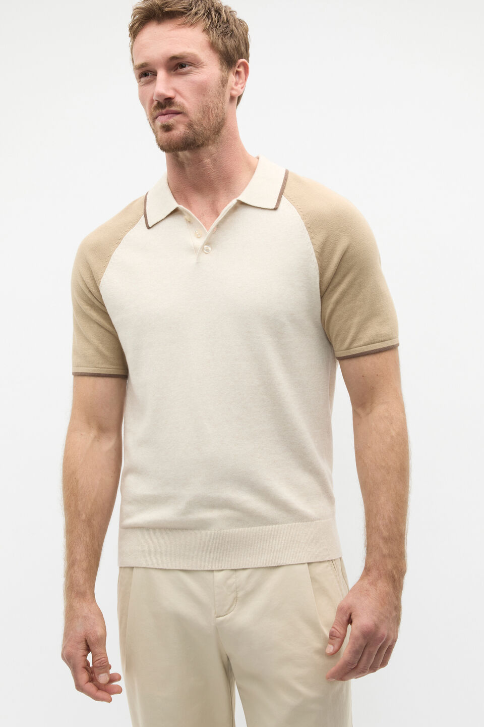 Colourblock Polo  Cool Stone Marle