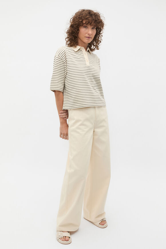 Oversized Polo Tee  Tofu Stripe  hi-res