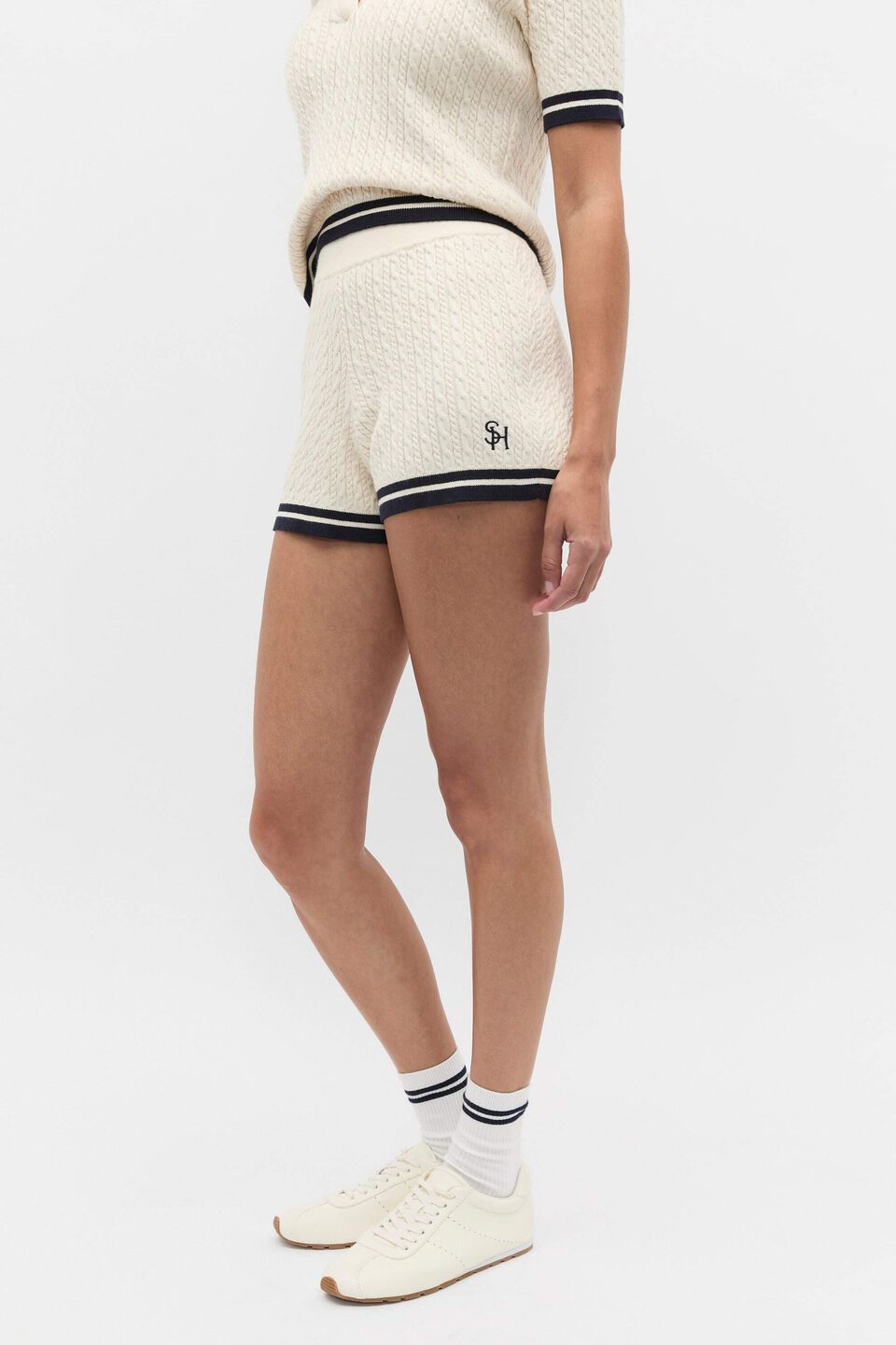 Cable Knit Short  Coconut Cream