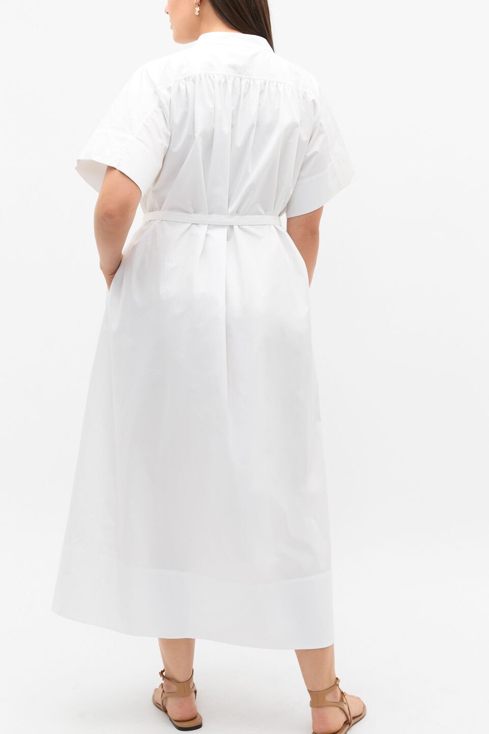 Poplin Voluminous Maxi Dress  Whisper White