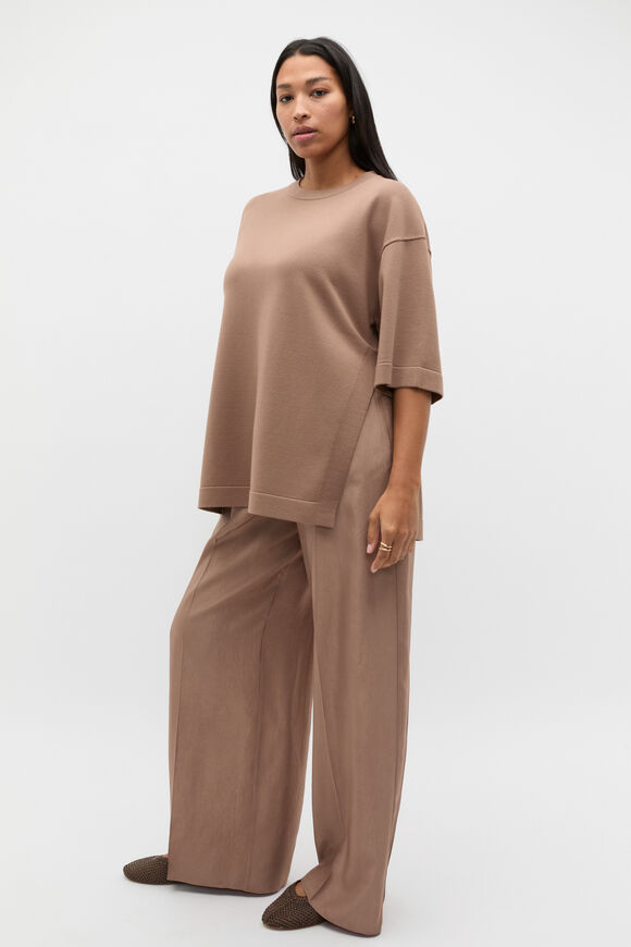 Oversized Side Split Knit  Nutmeg  hi-res