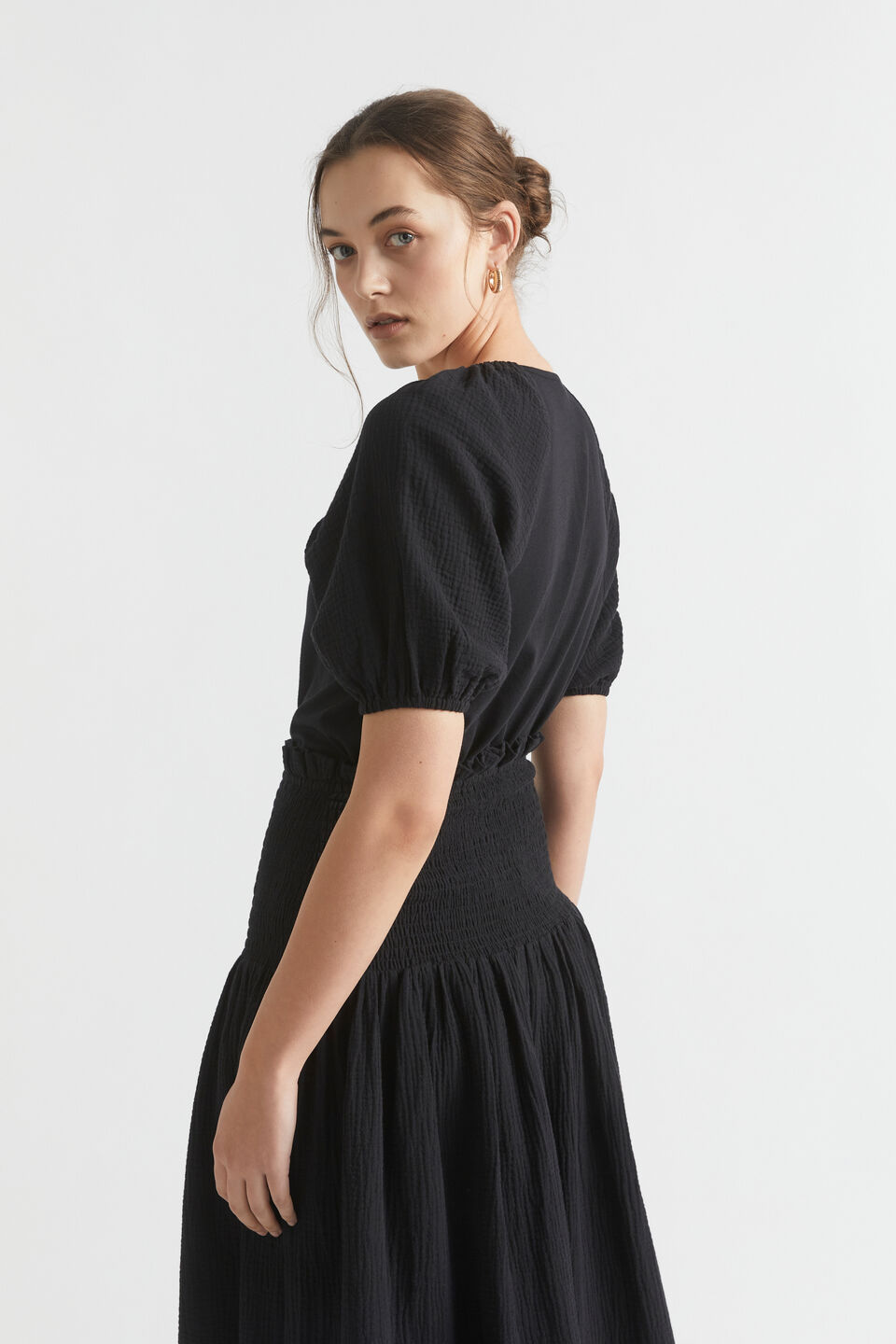 Cheesecloth Sleeve Tee  Black