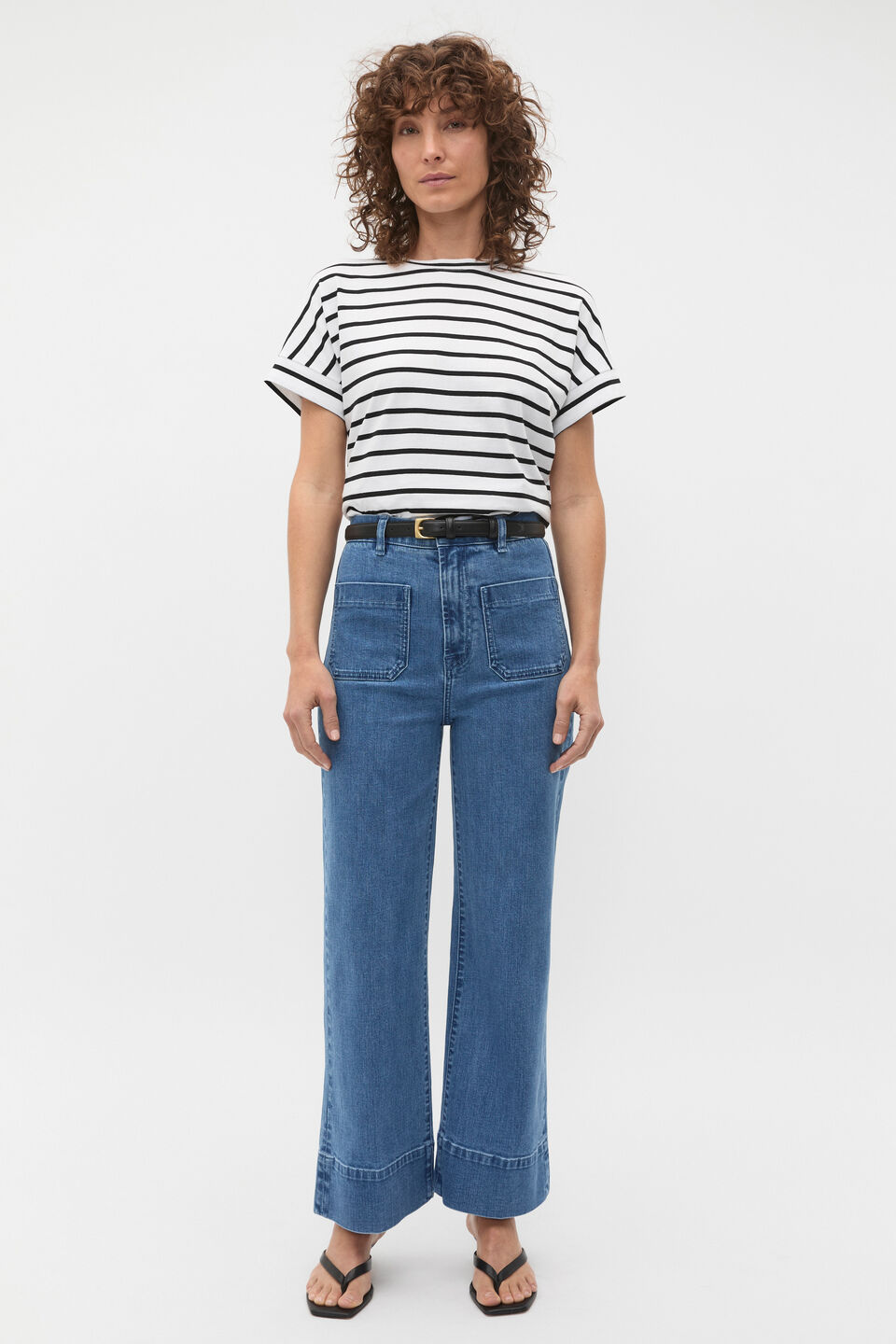 Core Wide Leg Pocket Jean  French Blue Denim