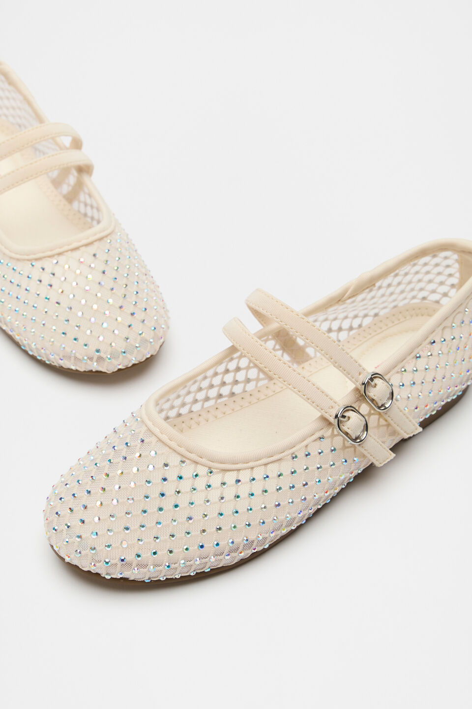 Mesh Jewel Ballet  Creme