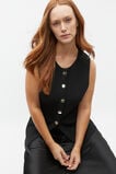 Crepe Rib Button Down Vest  Black  hi-res
