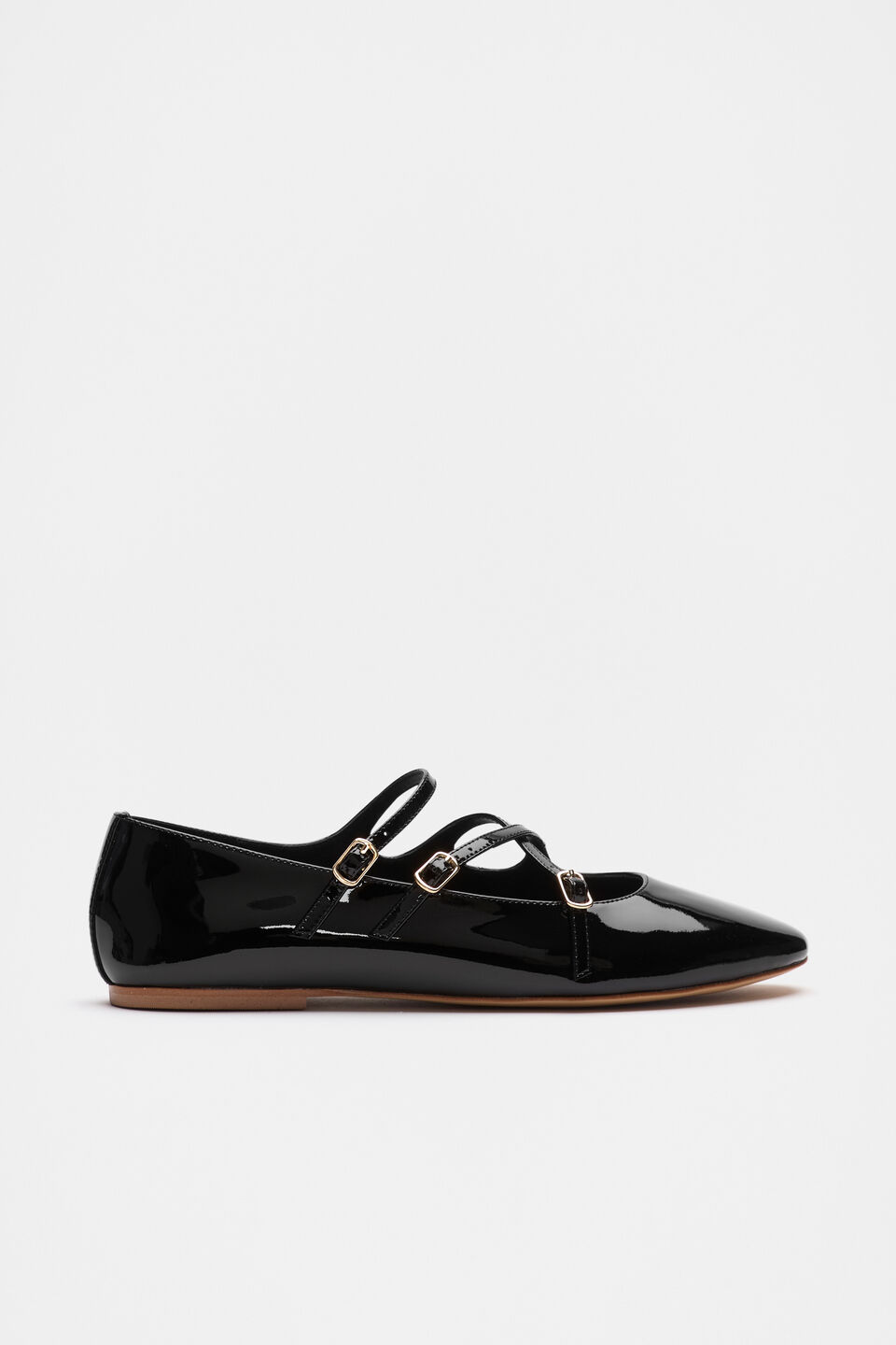 Cameron Triple Strap Ballet Flat  Black Patent