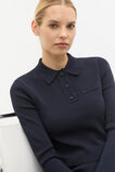 Crepe Knit Long Sleeve Polo  Twilight Blue  hi-res