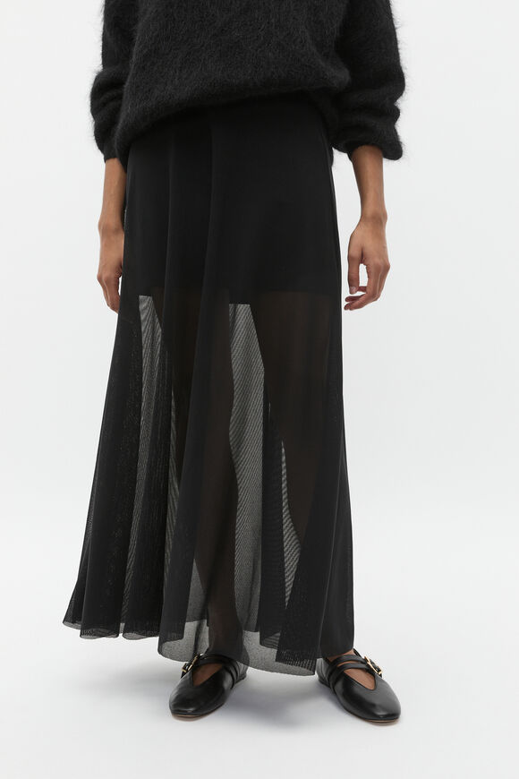 Sheer Layered Skirt  Black  hi-res
