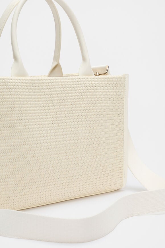 Structured Woven Mini Tote  Cream  hi-res