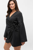 Tie Waist Wrap Mini Dress  Black  hi-res