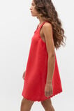 Linen Wave Scallop Sleeveless Dress  Electric Crimson  hi-res