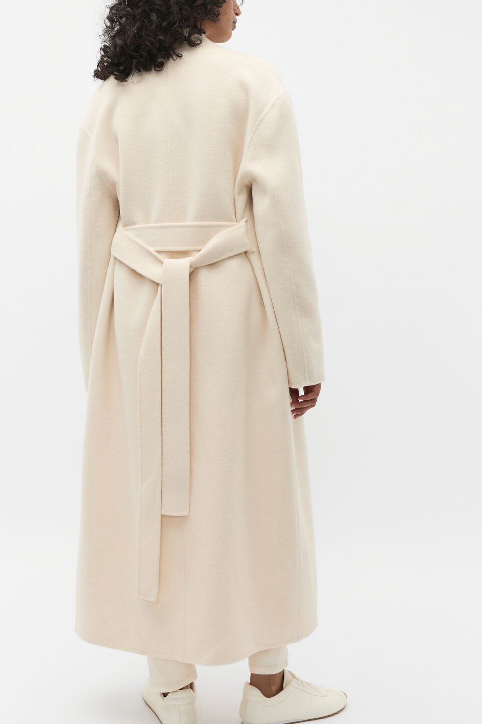 Wool Blend Belted Midi Coat  Coconut Cream Marle