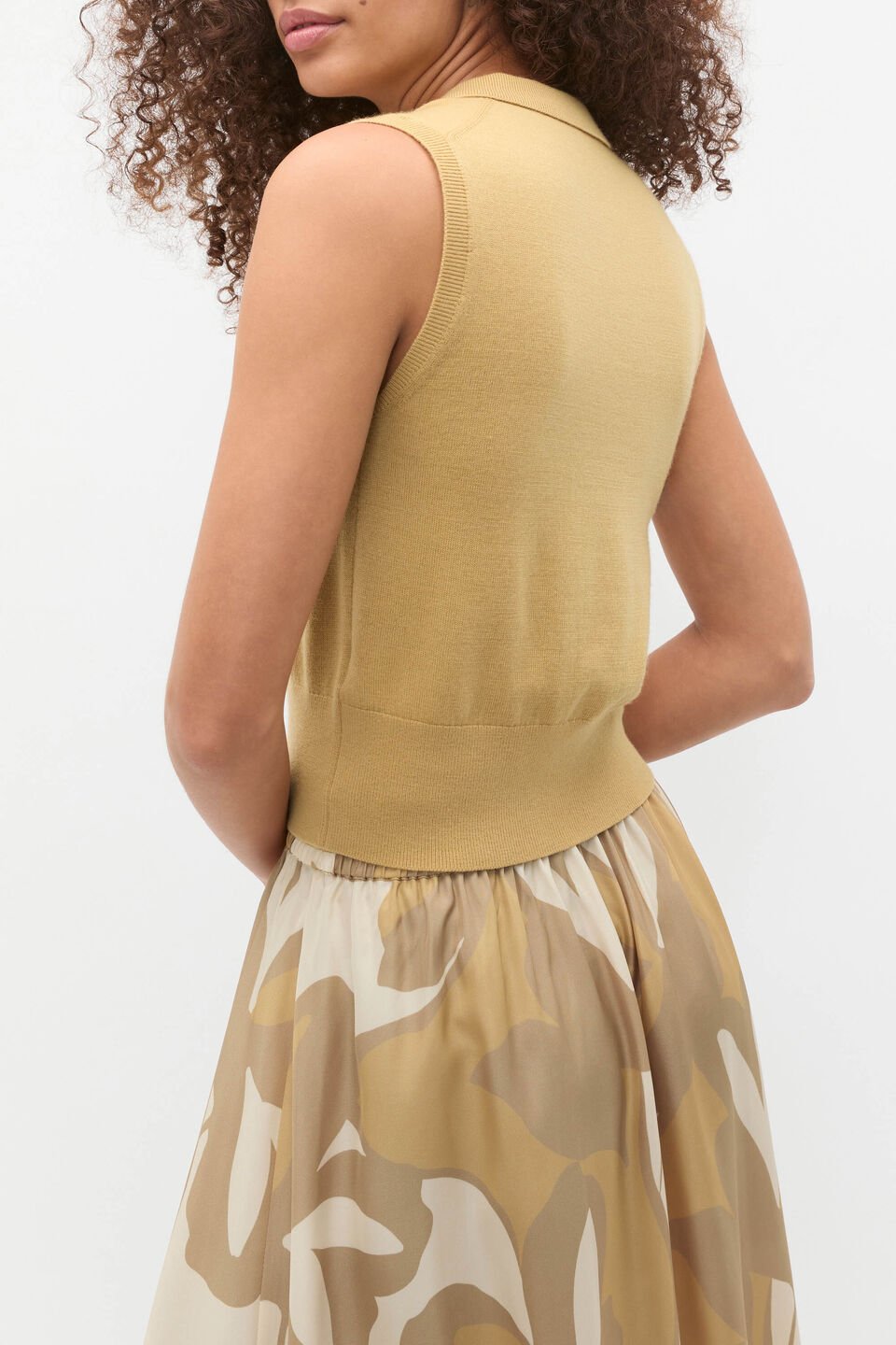 Merino Button Through Knit Vest  Honey