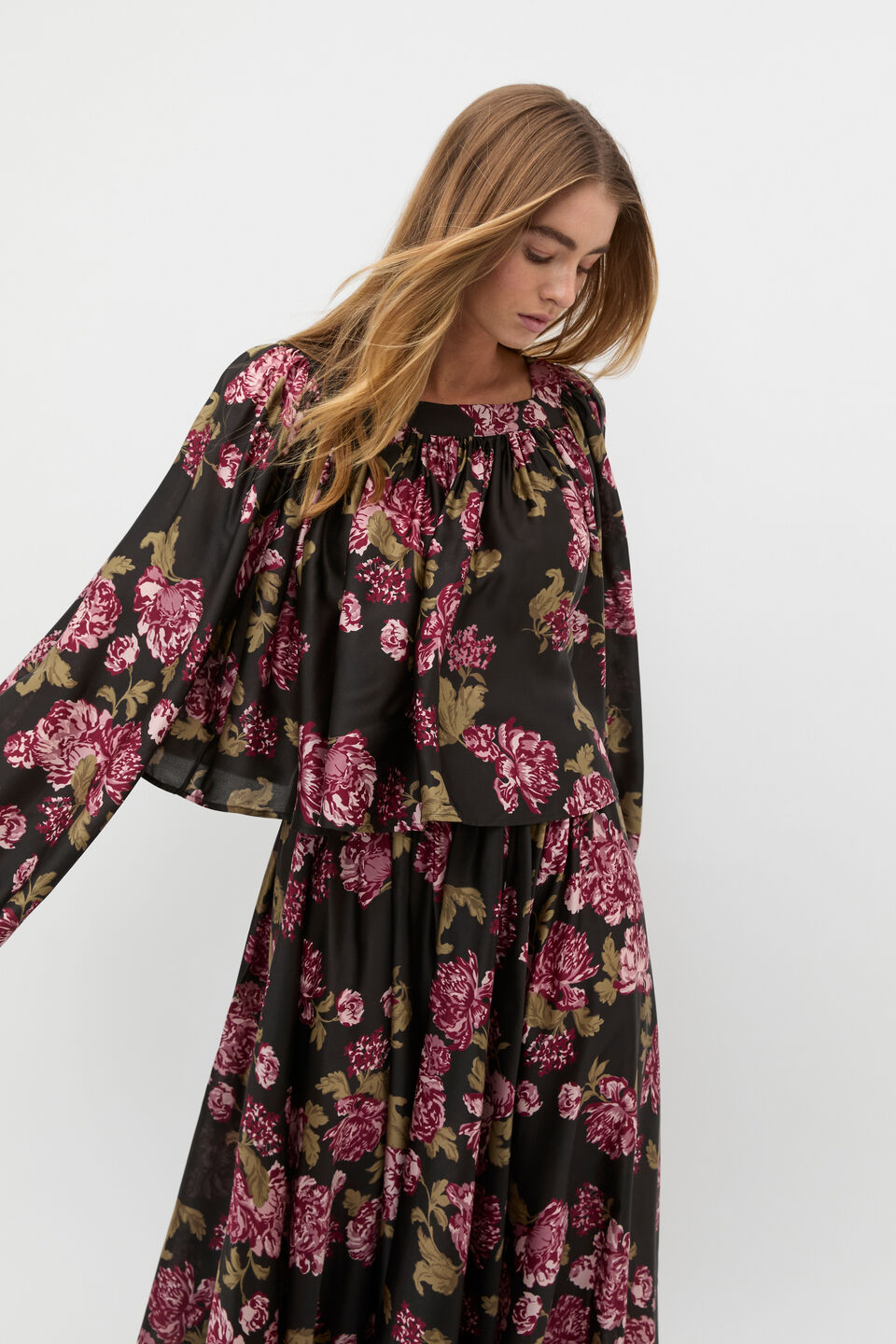 Silk Floral Square Neck Blouse  Floral Multi