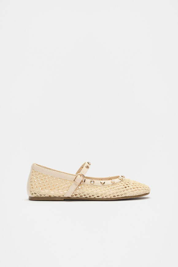 Stud Detail Woven Ballet  Canvas  hi-res