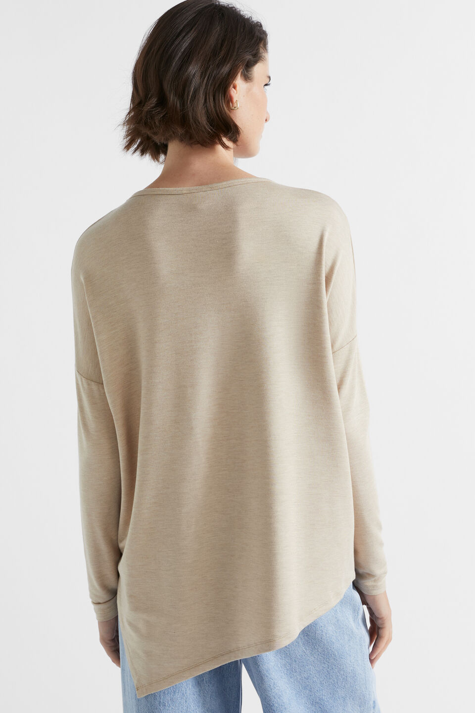 Core Asymmetrical Top  Champagne Beige Marle