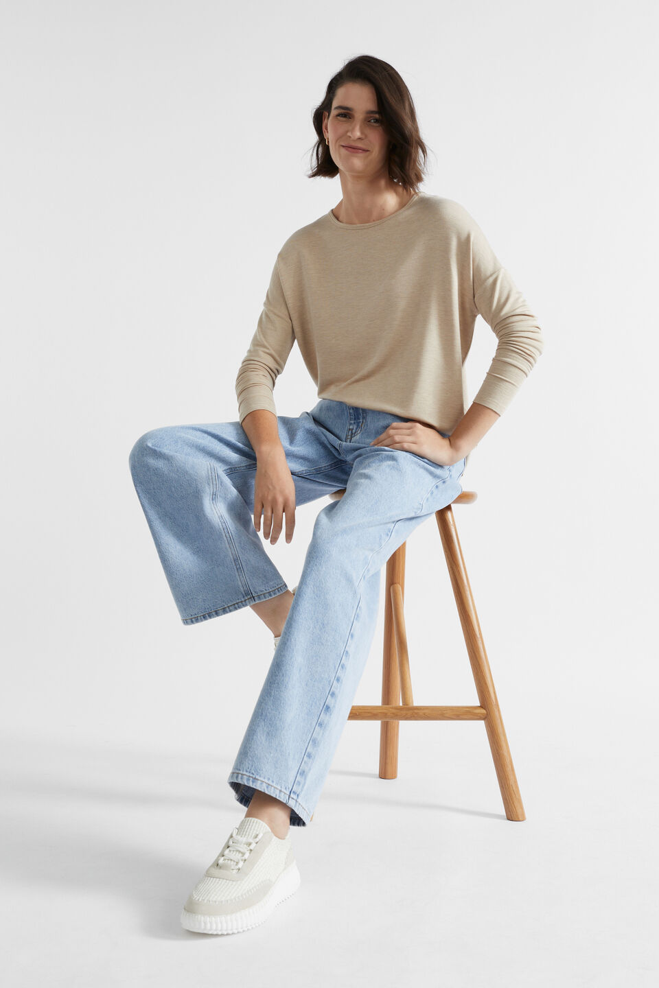 Core Asymmetrical Top  Champagne Beige Marle