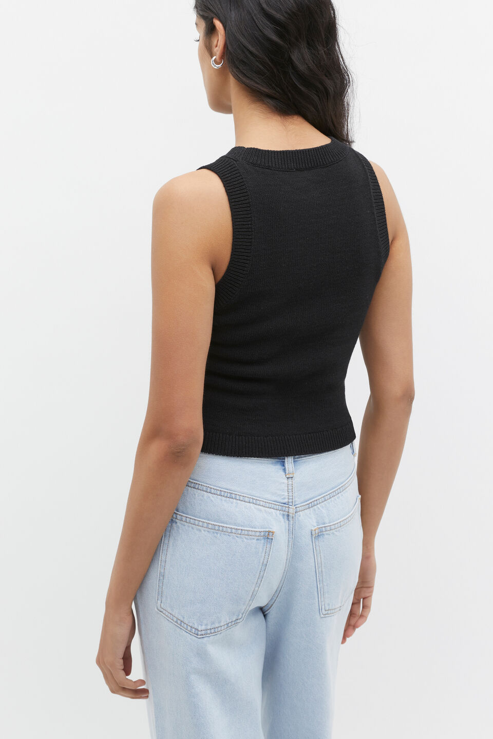 Cotton Knit Top  Black