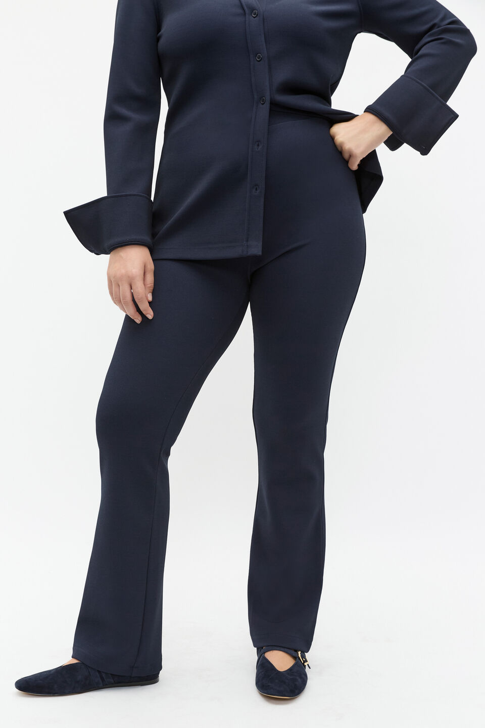 Compact Rib Kick Flare Pant  Twilight Blue