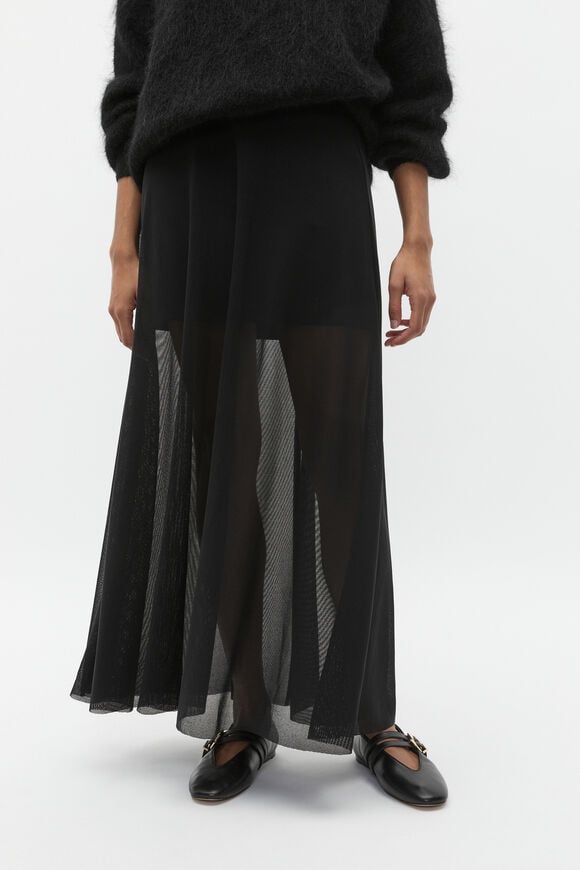 Sheer Layered Skirt  Black  hi-res
