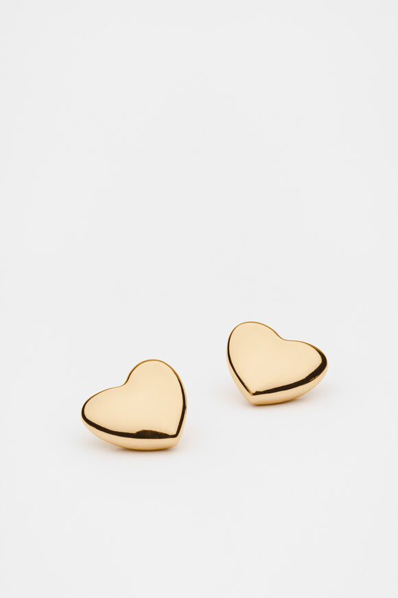 Statement Heart Stud Earring  Gold  hi-res
