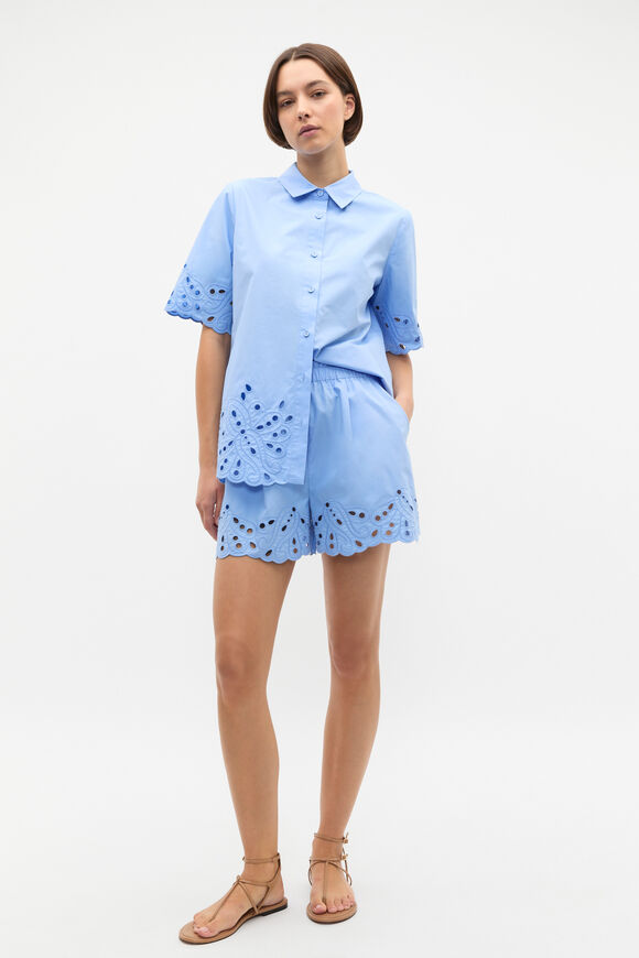 Poplin Broderie Short  Cornflower Blue  hi-res