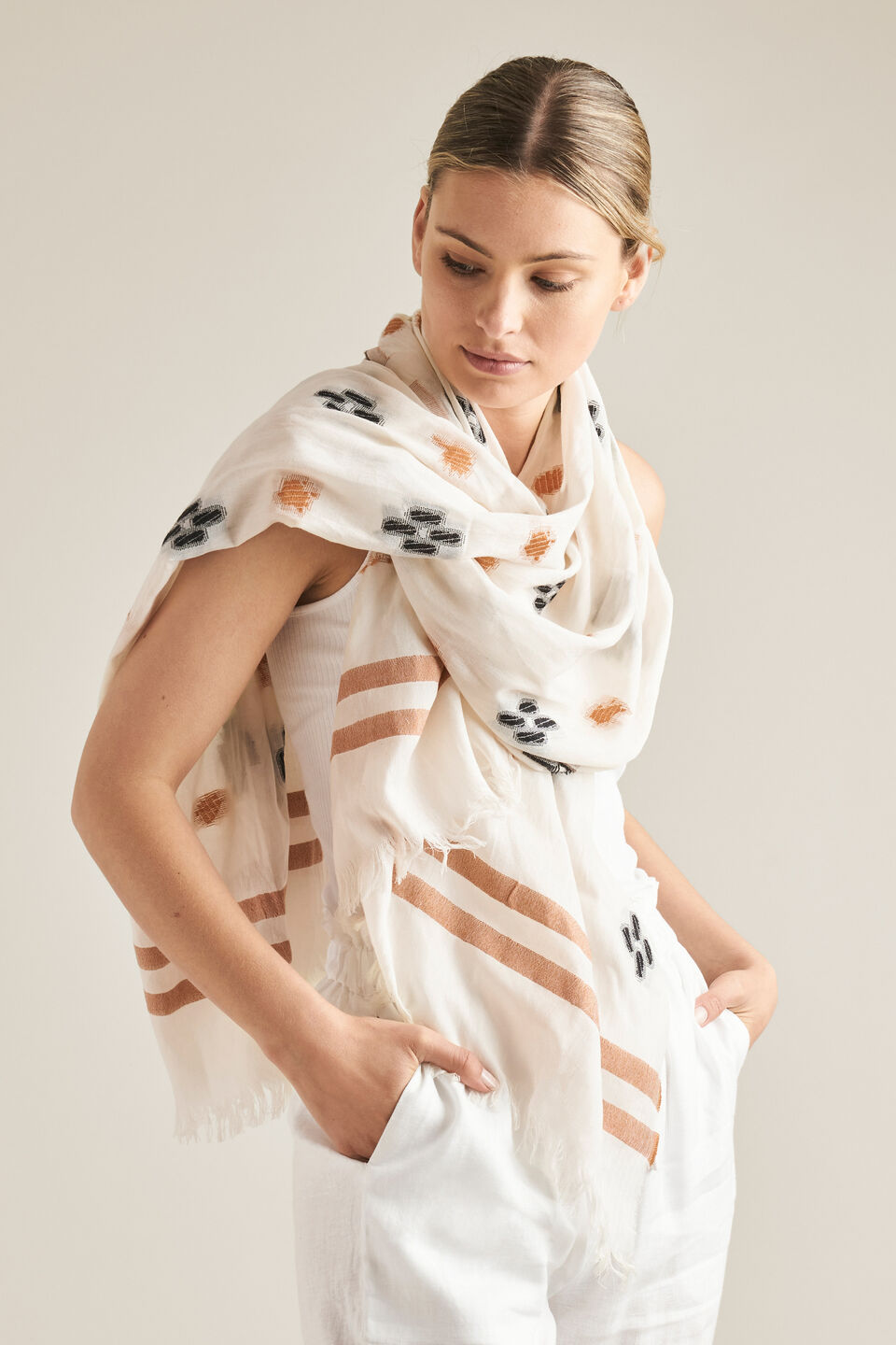 Floral Jacquard Scarf  