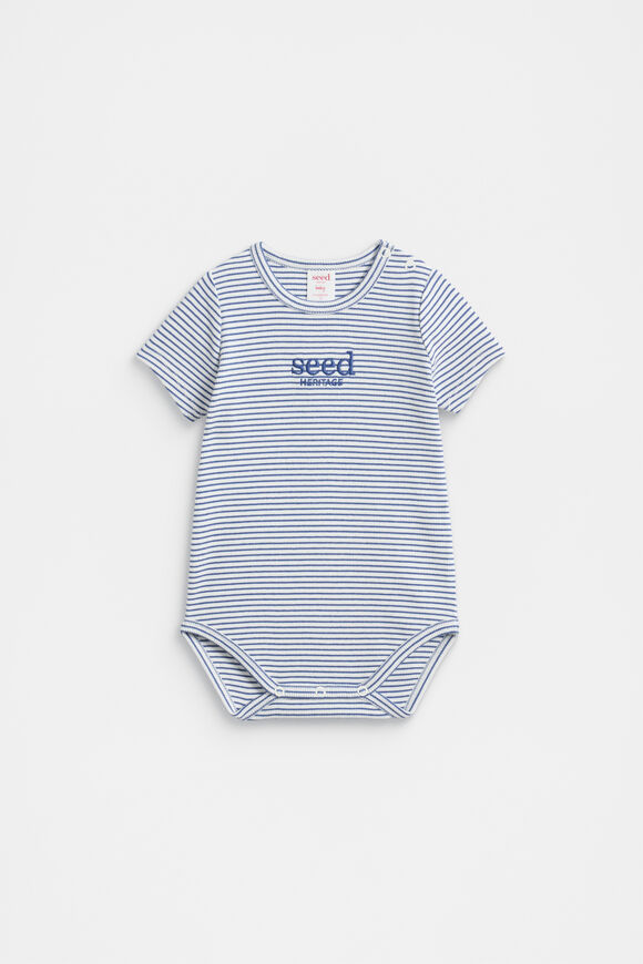 Core Rib Logo Bodysuit  Navy Stripe  hi-res
