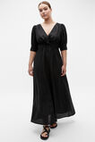Linen Twist Front Midi Dress  Black  hi-res