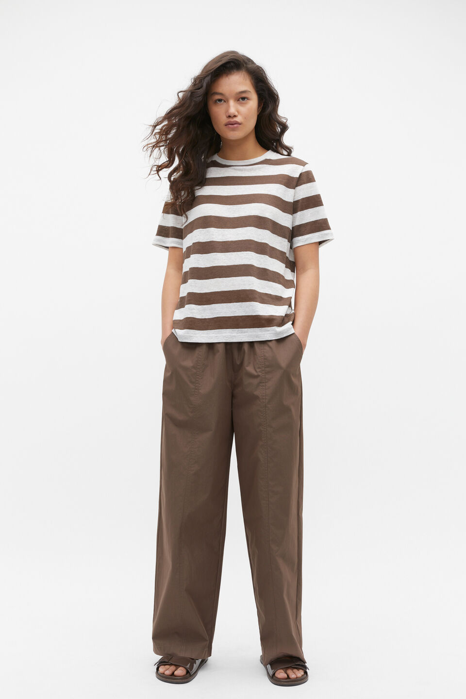 Linen Classic Tee  Affogato Stripe