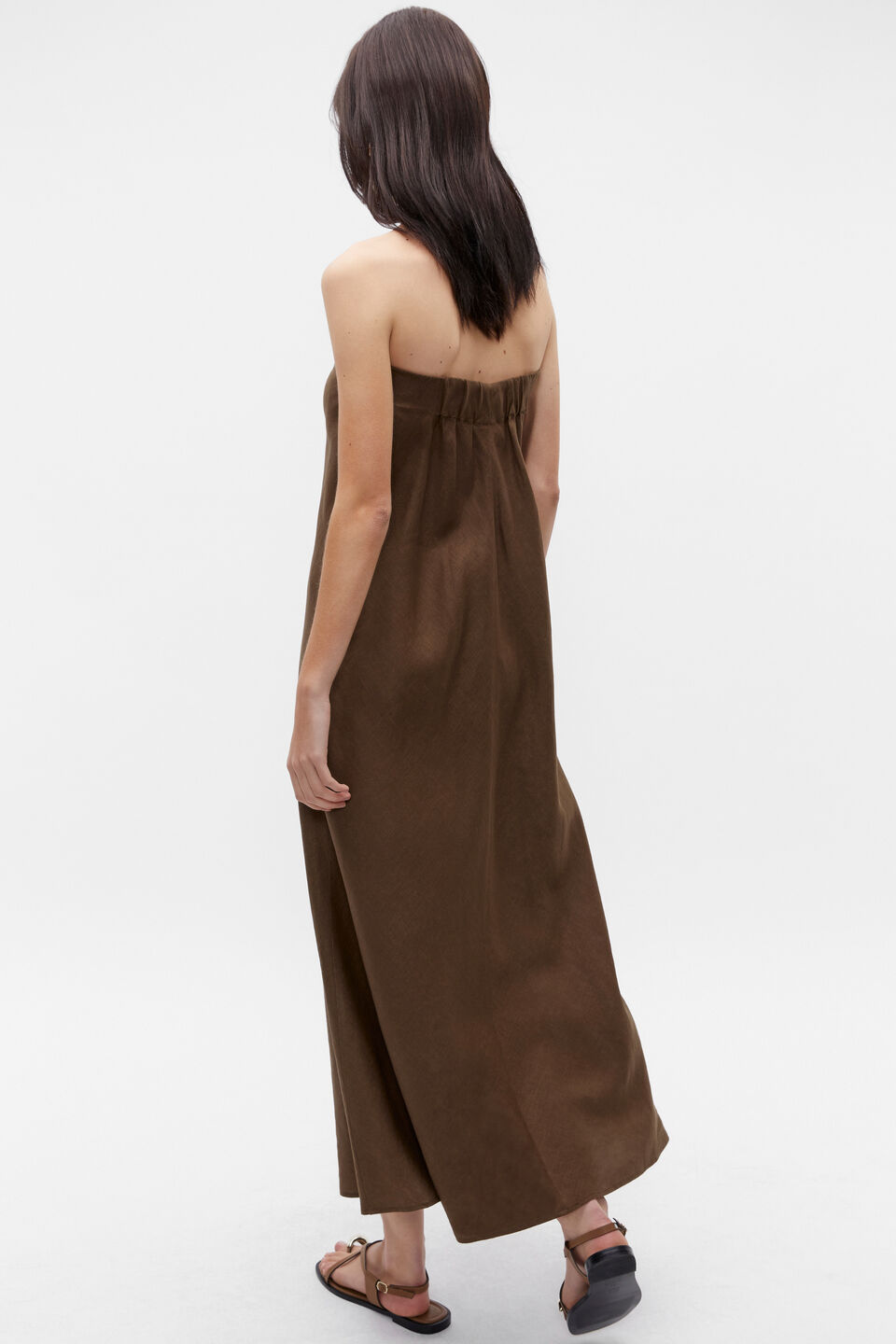 Core Linen Strapless Maxi Dress  Dark Praline