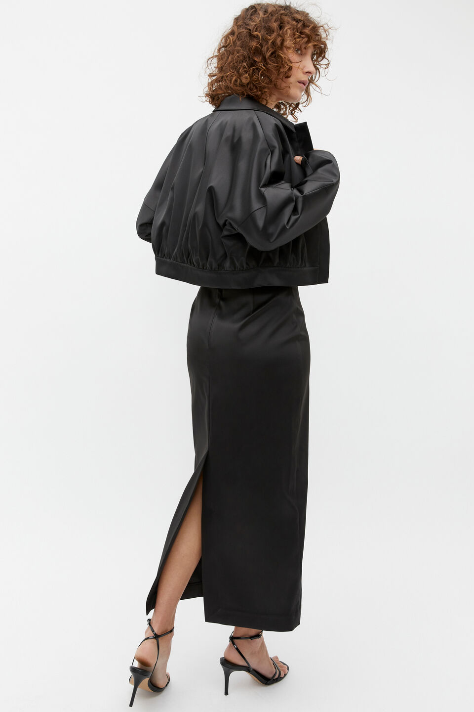 Sateen Bomber Jacket  Black