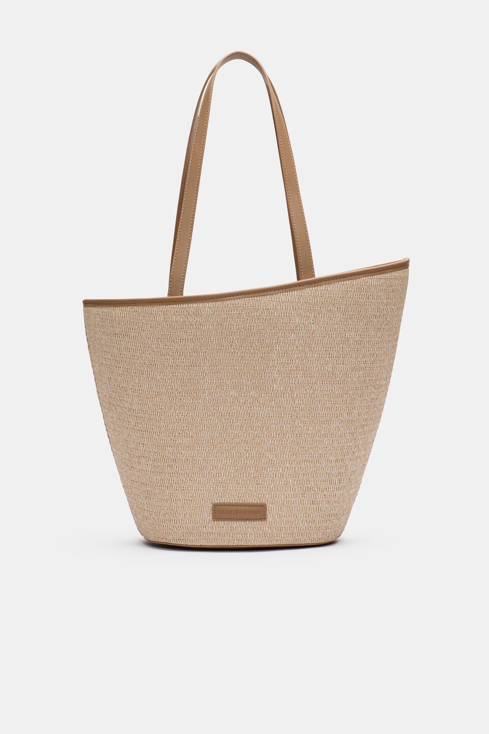 Textured Curved Tote  Ecru