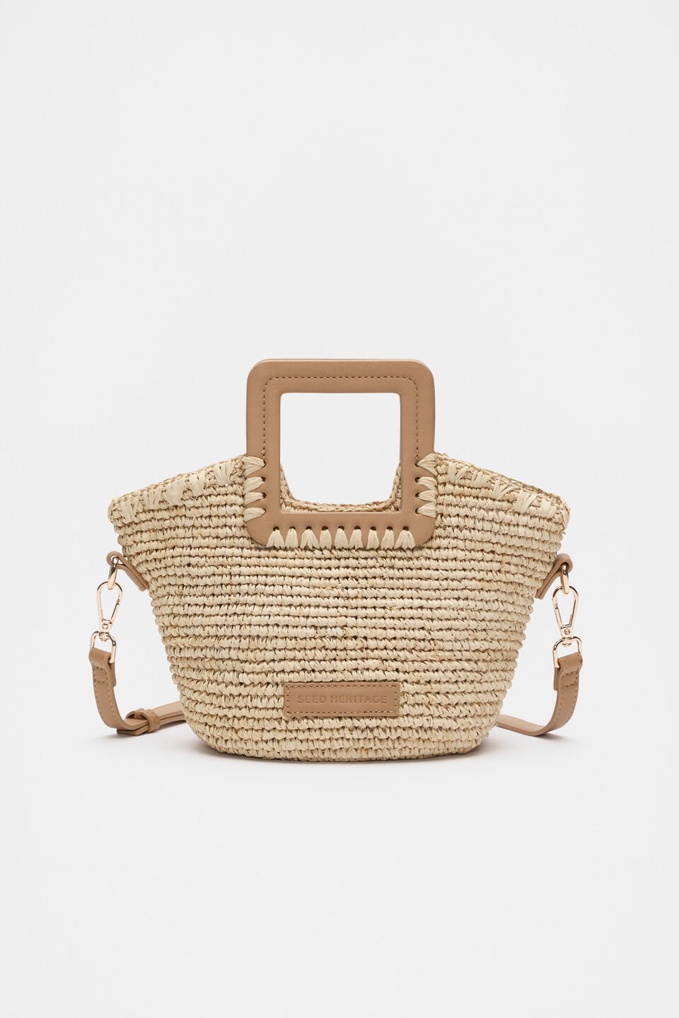 Mini Raffia Crossbody Bag  Caramel