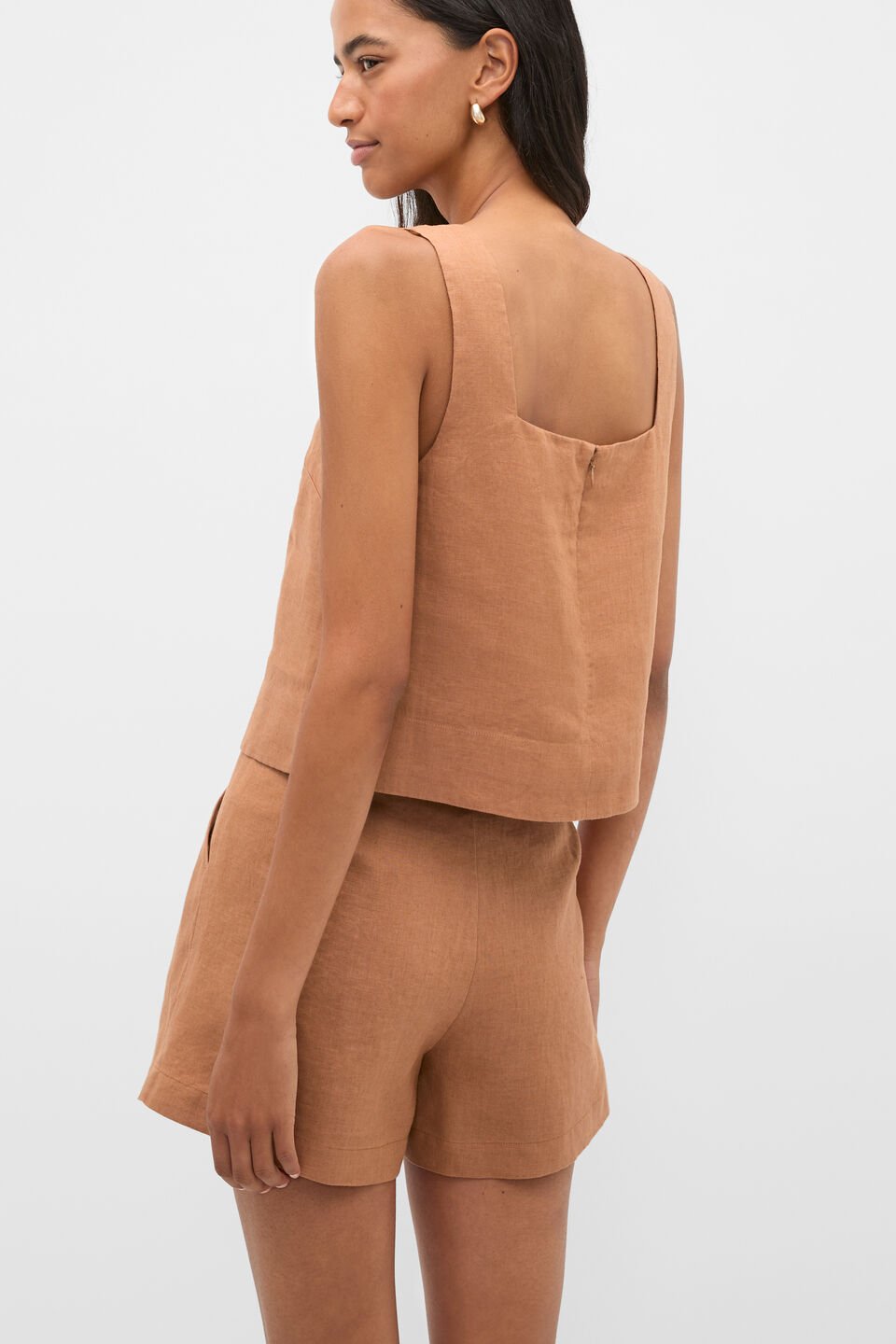 Square Neck Linen Shell Top  Copper