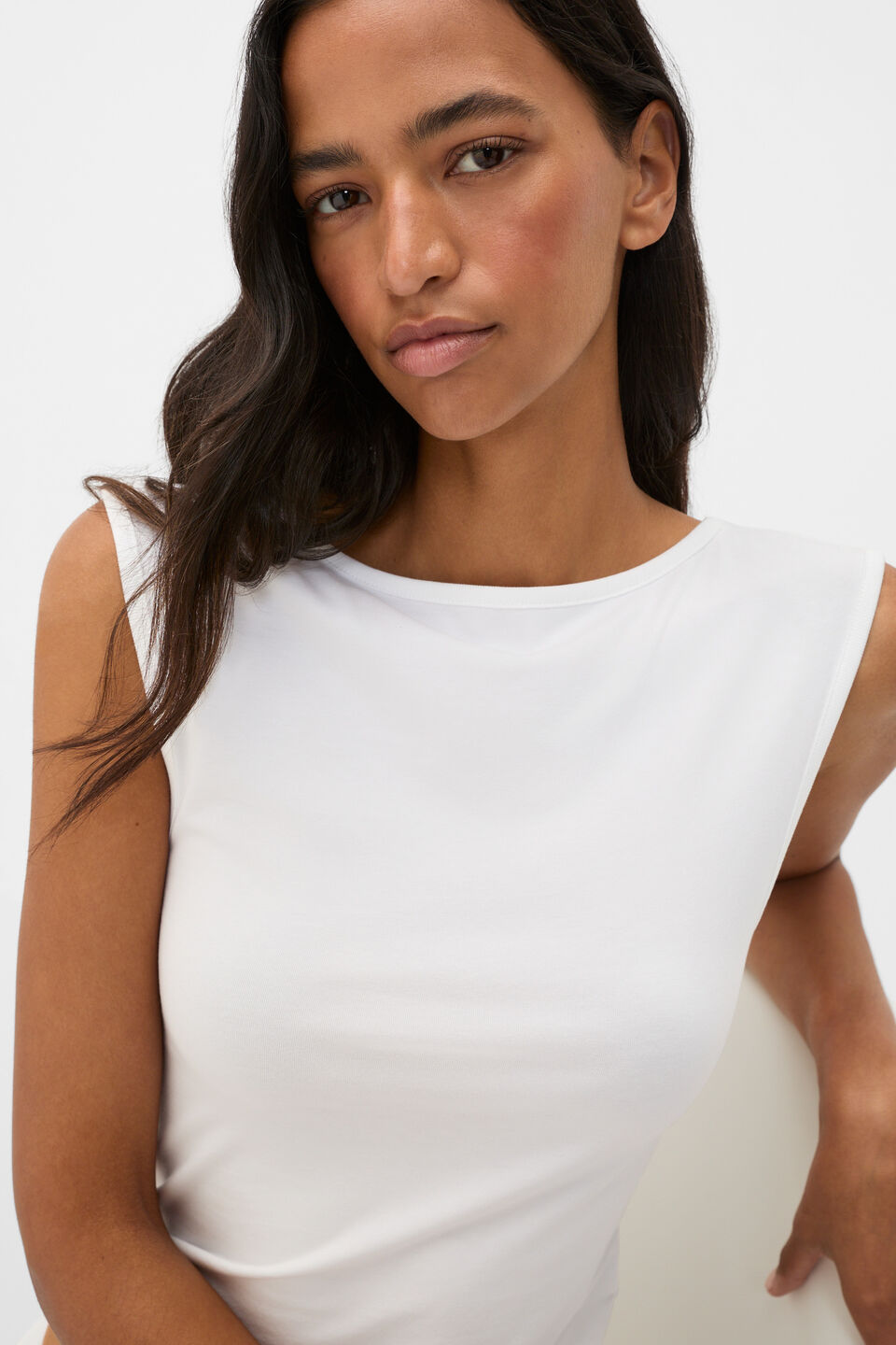 Boat Neck 90s Top  Whisper White